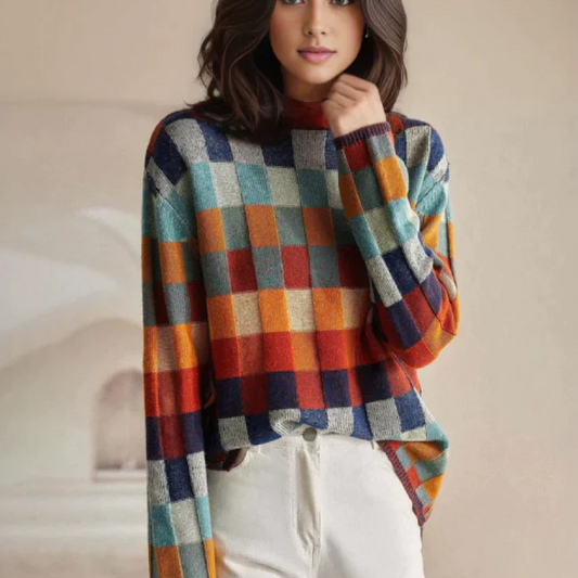 Annabel | Layering Checked Colour-Block Comfort Sweater