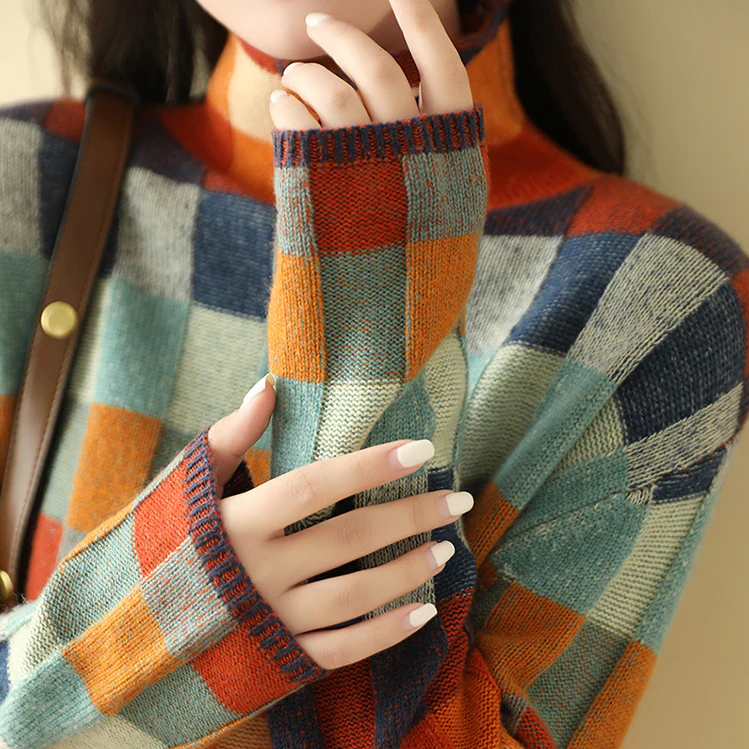 Annabel | Layering Checked Colour-Block Comfort Sweater
