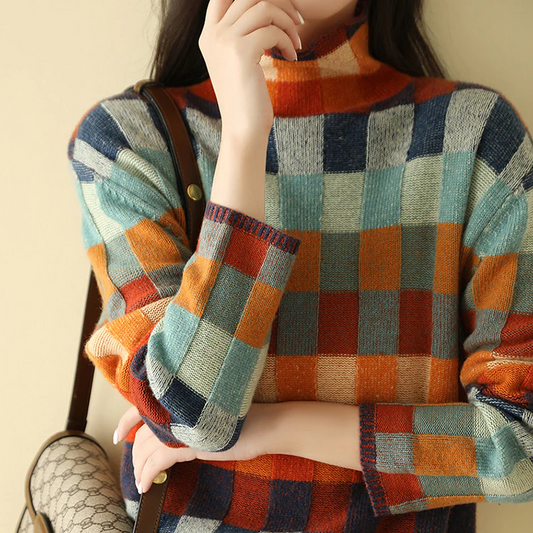 Annabel | Layering Checked Colour-Block Comfort Sweater