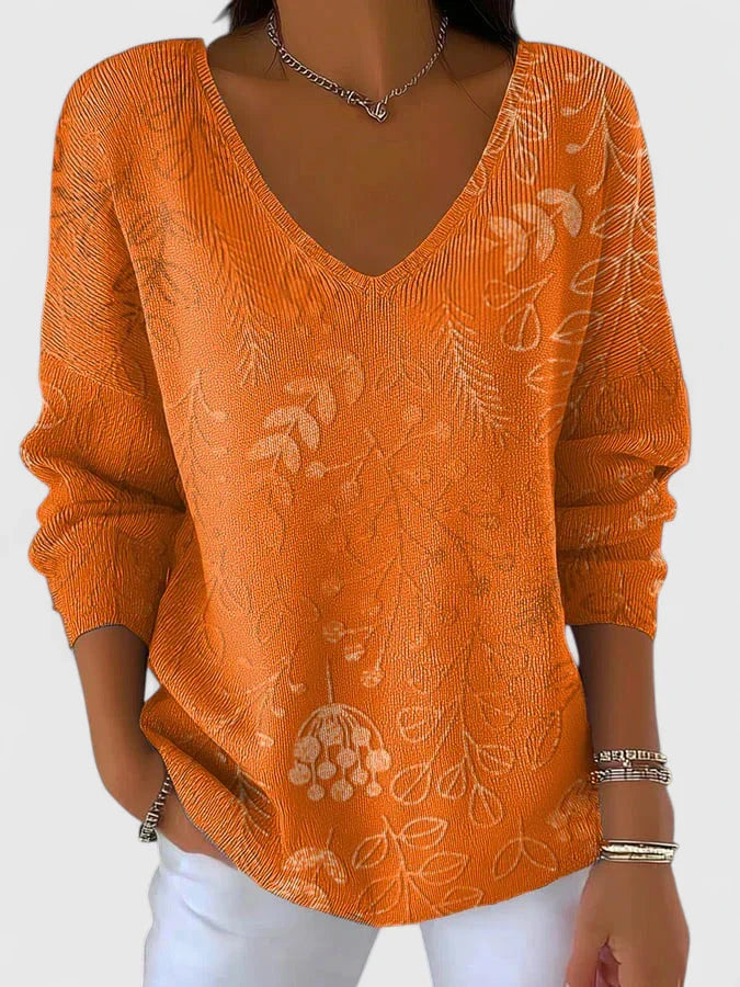 Aminta | Office-Ready V-Neck Lightweight Drape Top