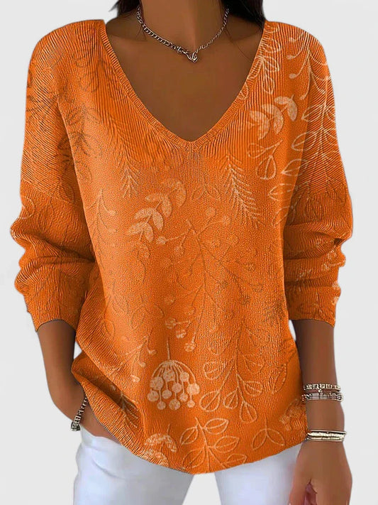 Aminta | Office-Ready V-Neck Lightweight Drape Top