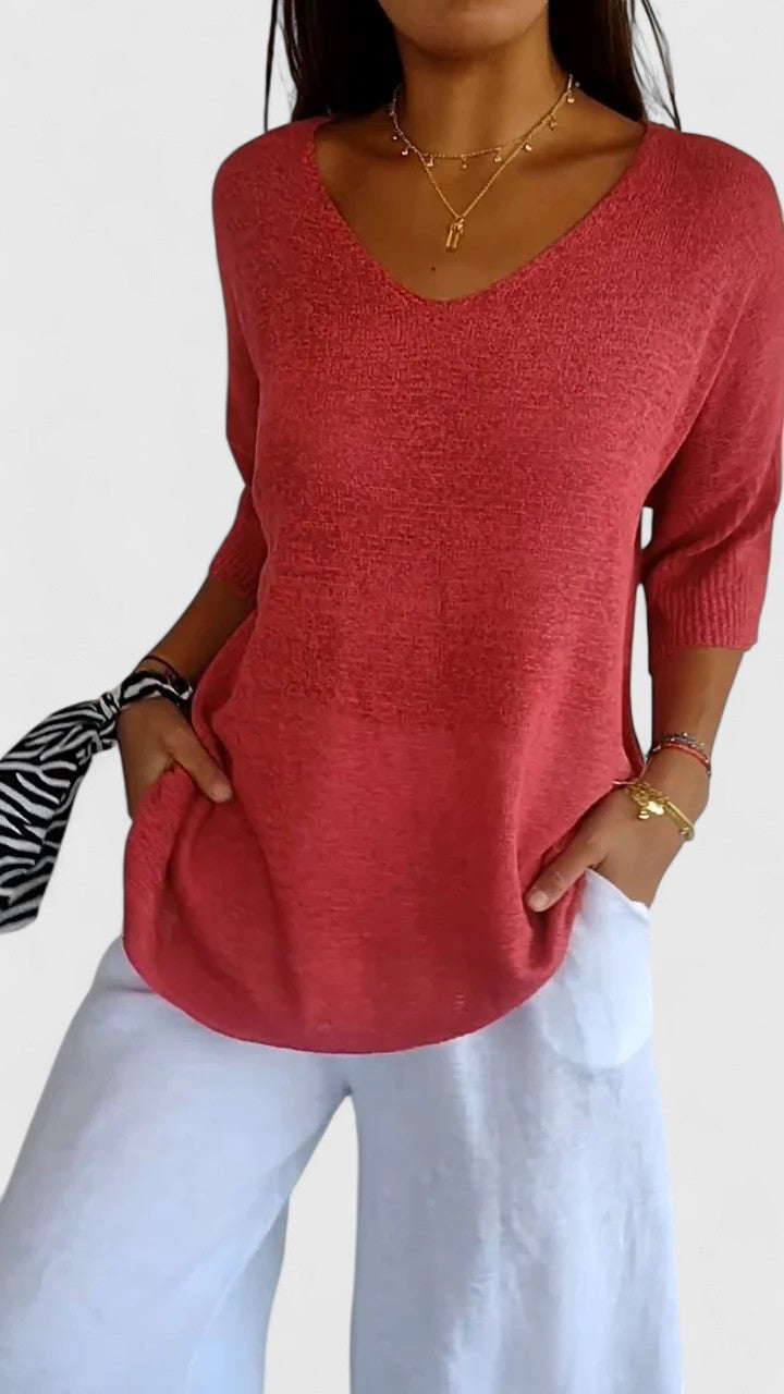Alvia | City V-Neck Lightweight Silhouette Top