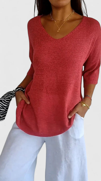 Alvia | City V-Neck Lightweight Silhouette Top