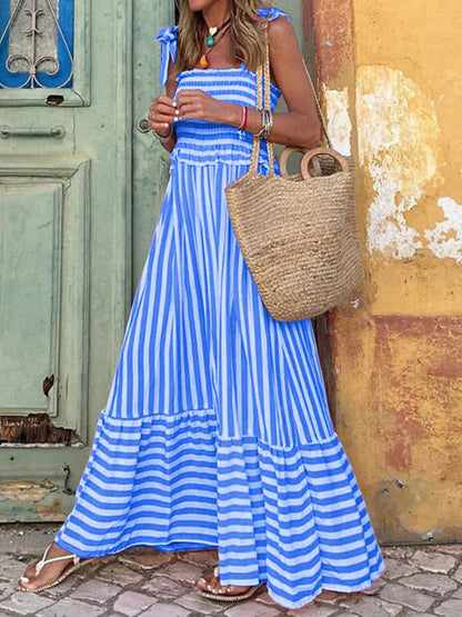 Guerrina | Resort Striped Summer Flair Dress