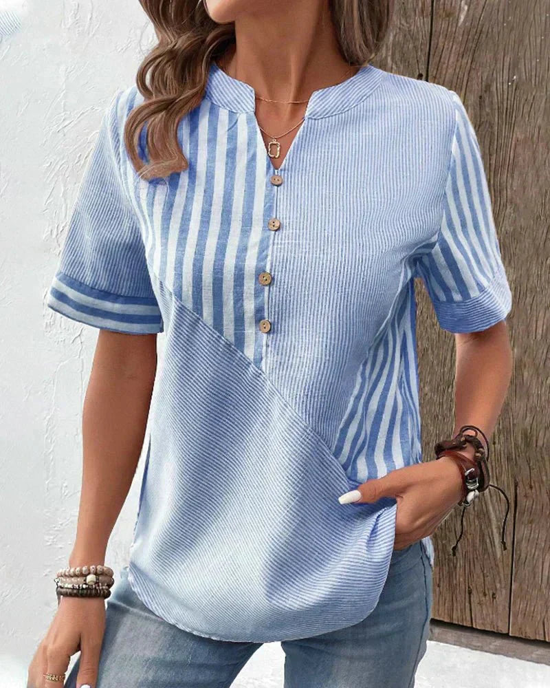 Monroe(TM) | Office-Ready Striped Drape Blouse