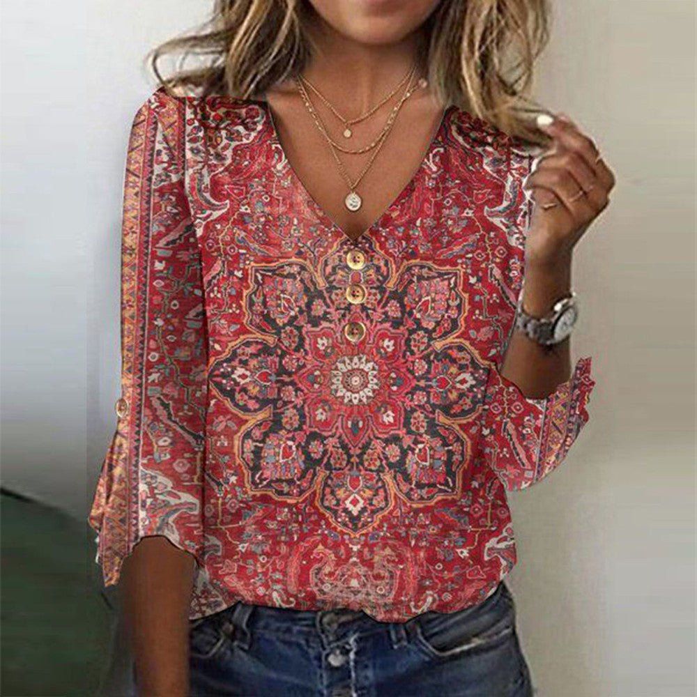 Bruna | Weekend Boho Print Silhouette Blouse