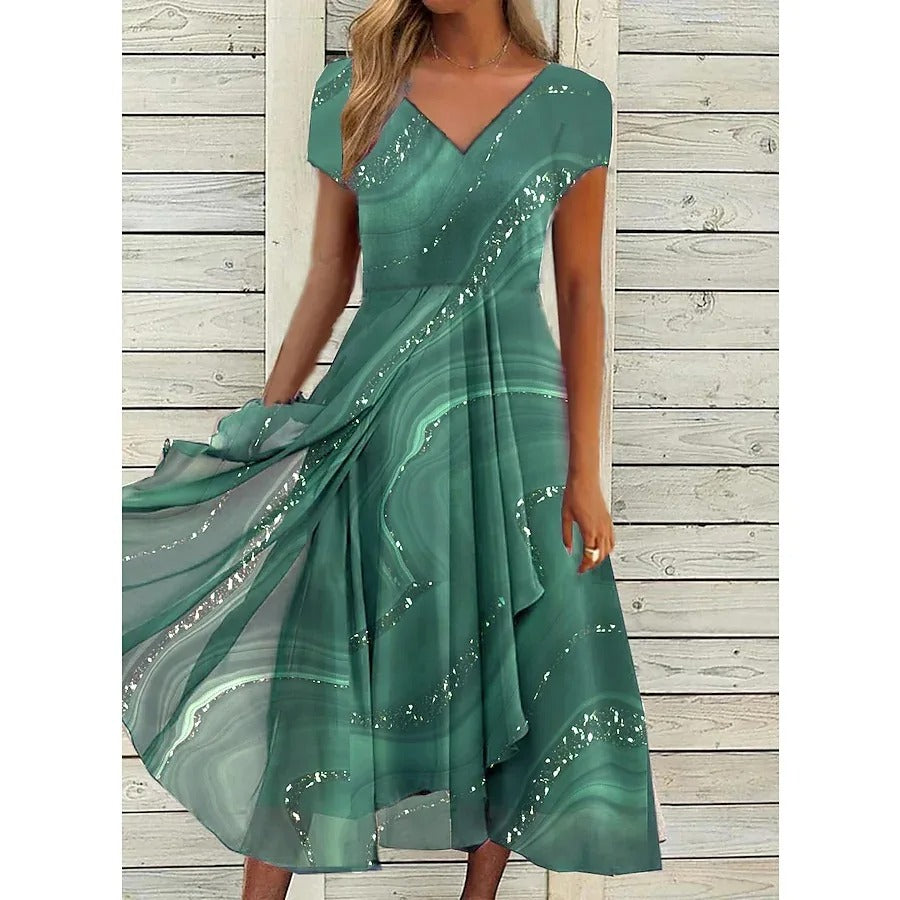 Isa | Getaway Midi V-Neck Flair Dress