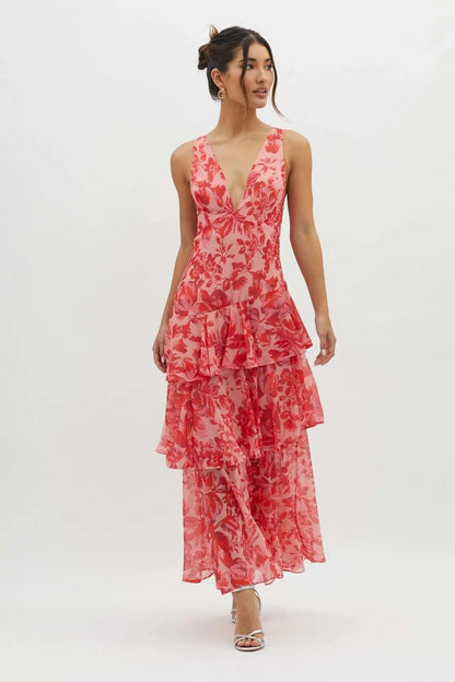 Carolina | Weekend Floral Tiered Drape Dress