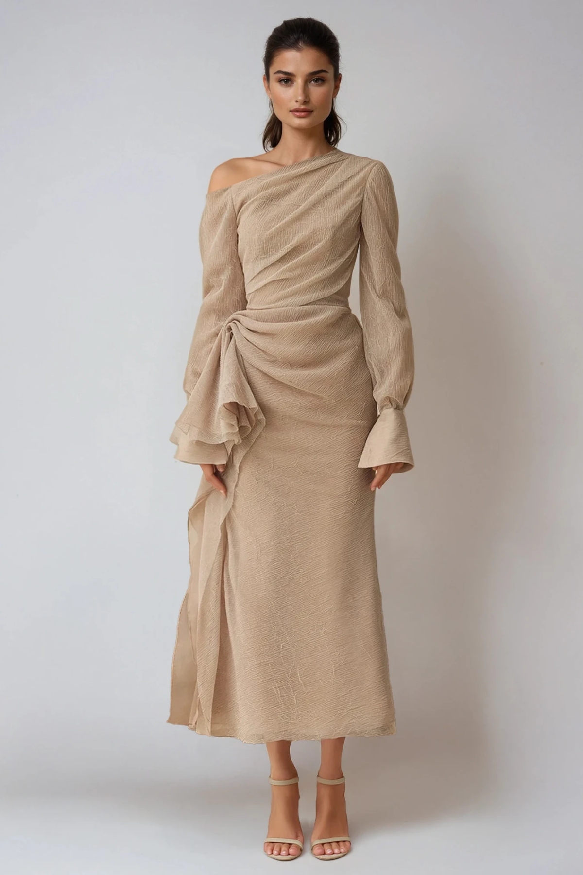 Nadine | Sun-Soaked One-Shoulder Draped Charm Dress