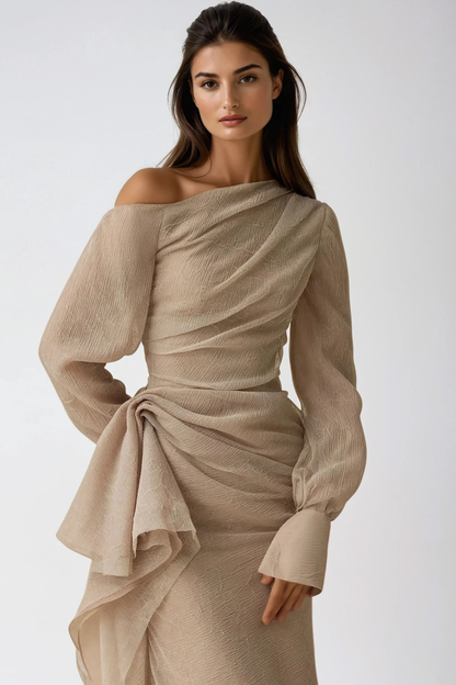 Nadine | Sun-Soaked One-Shoulder Draped Charm Dress