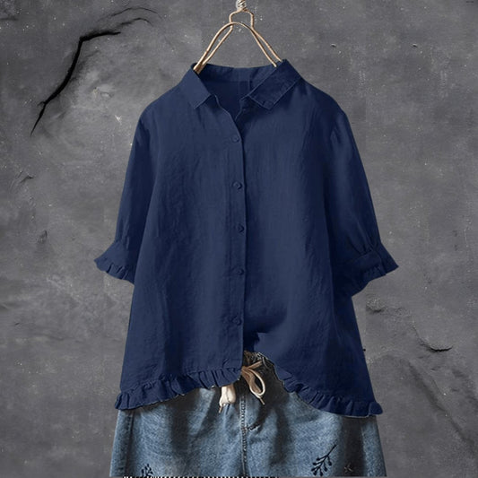 Arena | Polished Button-Front Collared Cut Blouse