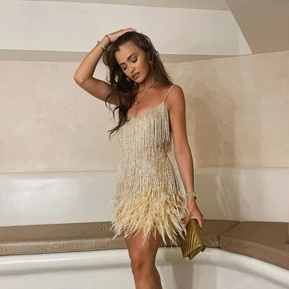 Calla | Coastal Summer Sequin Drape Dress