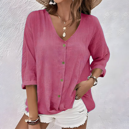 Lavinia | Desk-to-Dinner V-Neck Roll-Sleeve Fit Blouse