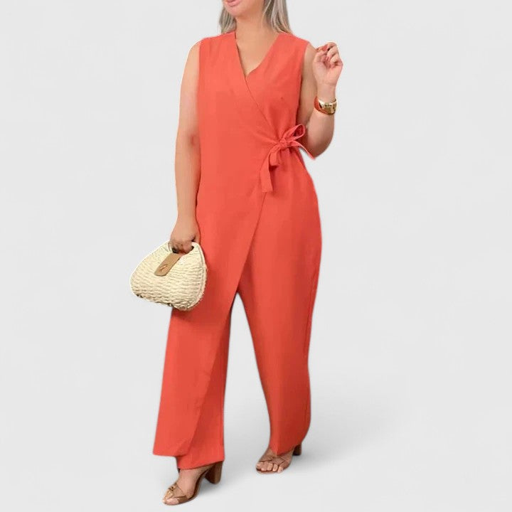 Cesira | Holiday Wrap V-Neck Silhouette Jumpsuit