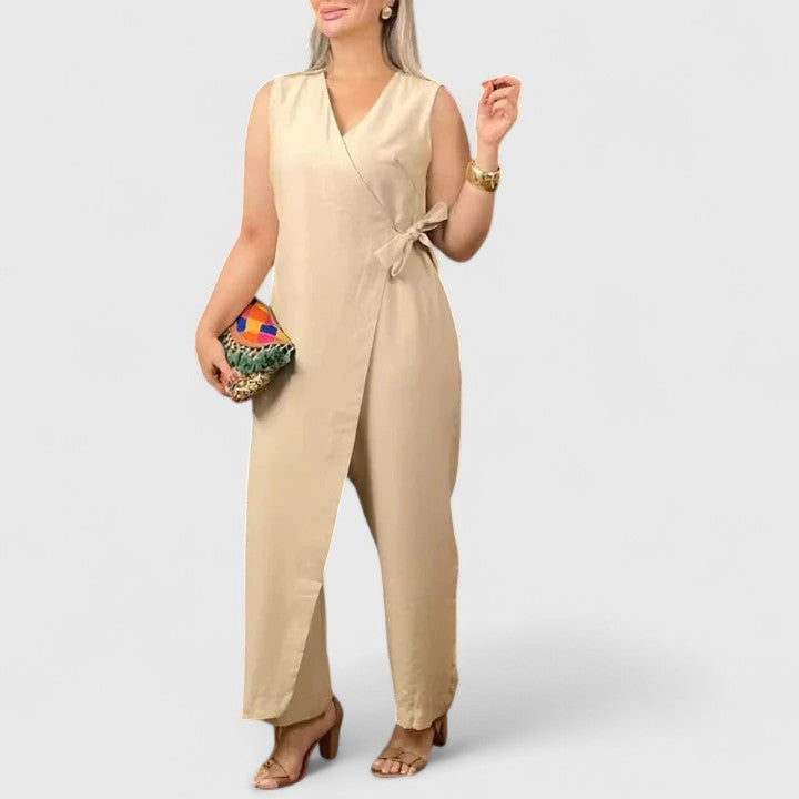 Cesira | Holiday Wrap V-Neck Silhouette Jumpsuit