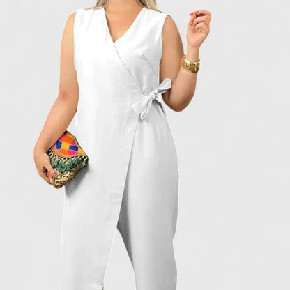 Cesira | Holiday Wrap V-Neck Silhouette Jumpsuit