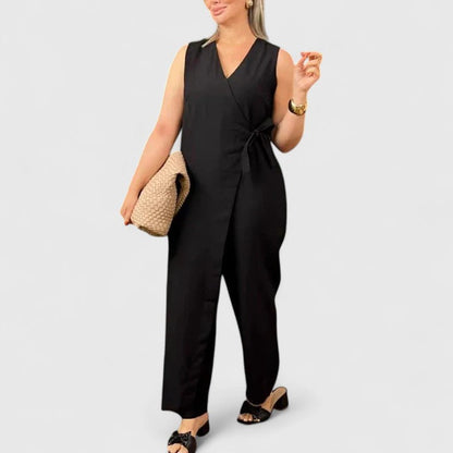 Cesira | Holiday Wrap V-Neck Silhouette Jumpsuit