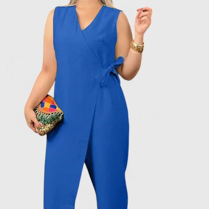 Cesira | Holiday Wrap V-Neck Silhouette Jumpsuit
