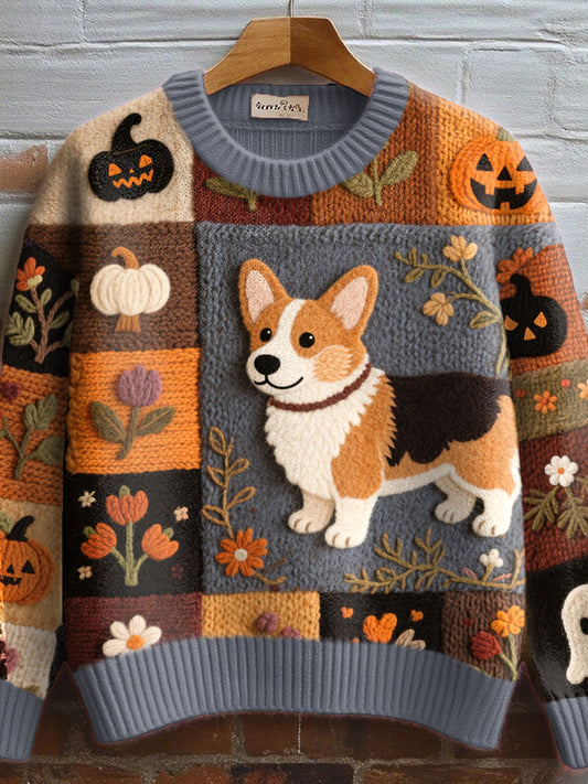 Asora | Weekend Corgi Print Coziness Sweater