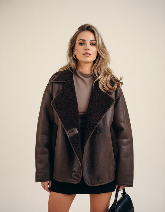 Katerina | Weekend Brown Faux Tailoring Jacket
