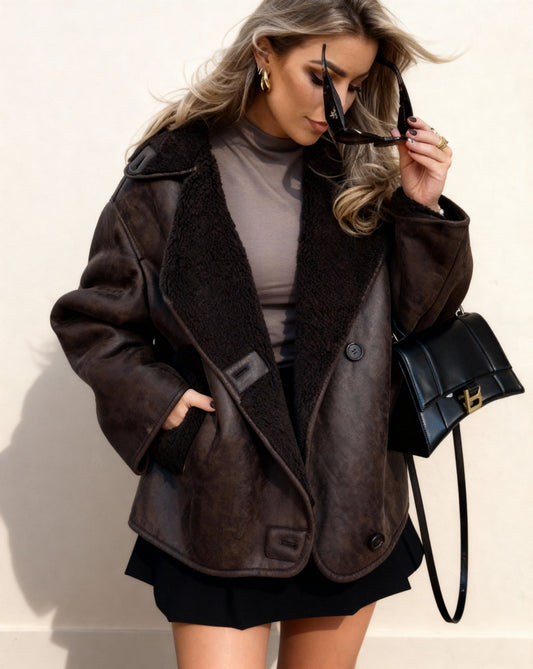 Katerina | Weekend Brown Faux Tailoring Jacket