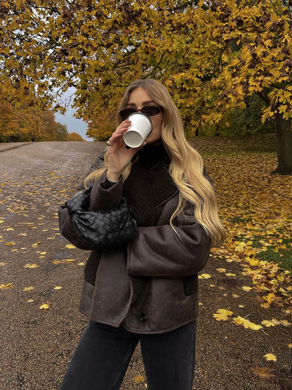 Katerina | Weekend Brown Faux Tailoring Jacket