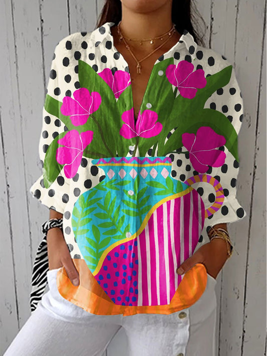 Archilia | Weekend Floral Button-Front Cut Blouse