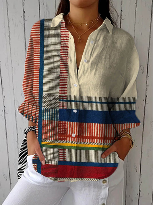 Ardora | Warm-Weather Geometric Print Cut Blouse