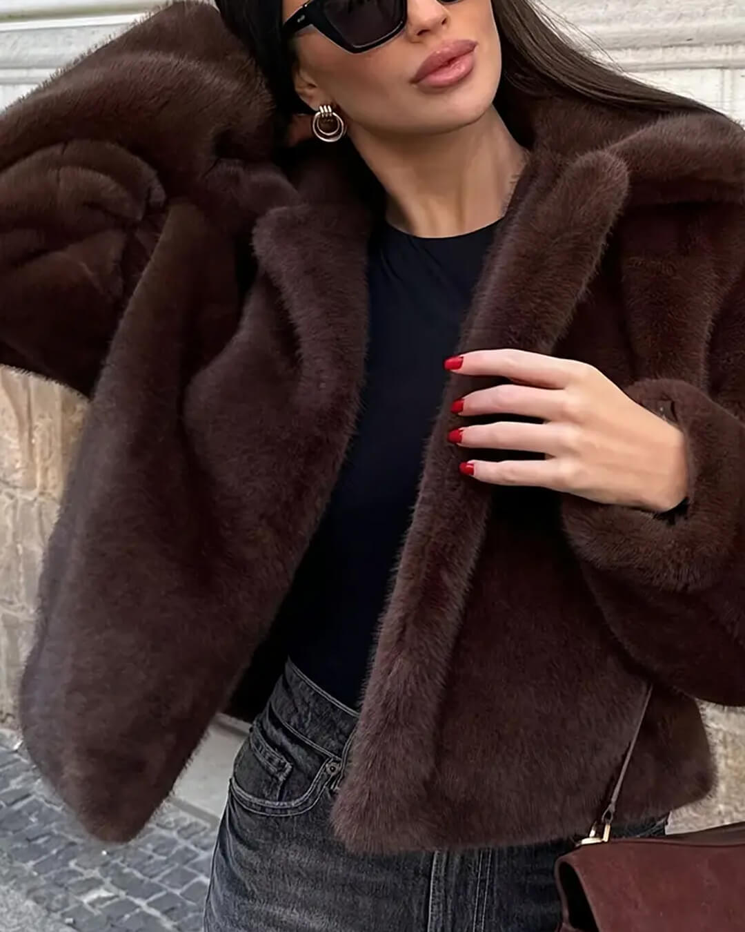 Florette | Transitional Plush Brown Tailoring Jacket