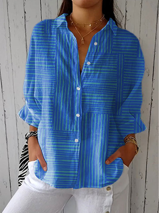Areva | Office-Ready Geometric V-Neck Style Blouse