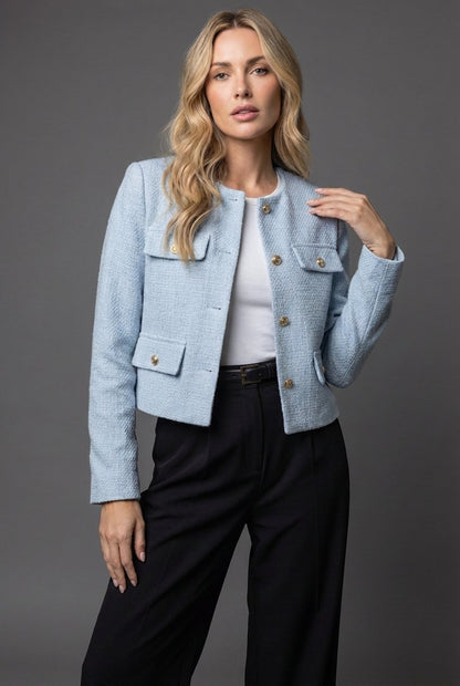Carmina | Weekend Tweed Cropped Tailoring Blazer