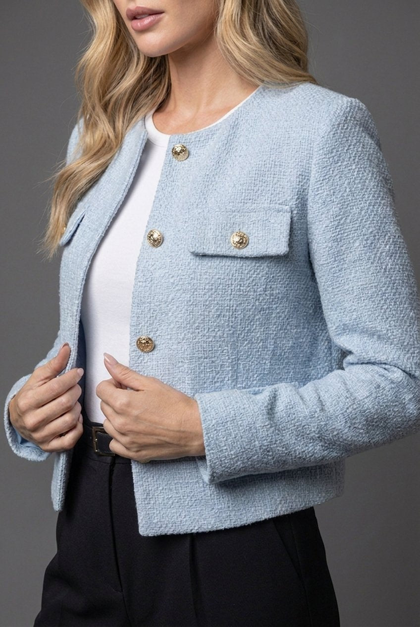 Carmina | Weekend Tweed Cropped Tailoring Blazer