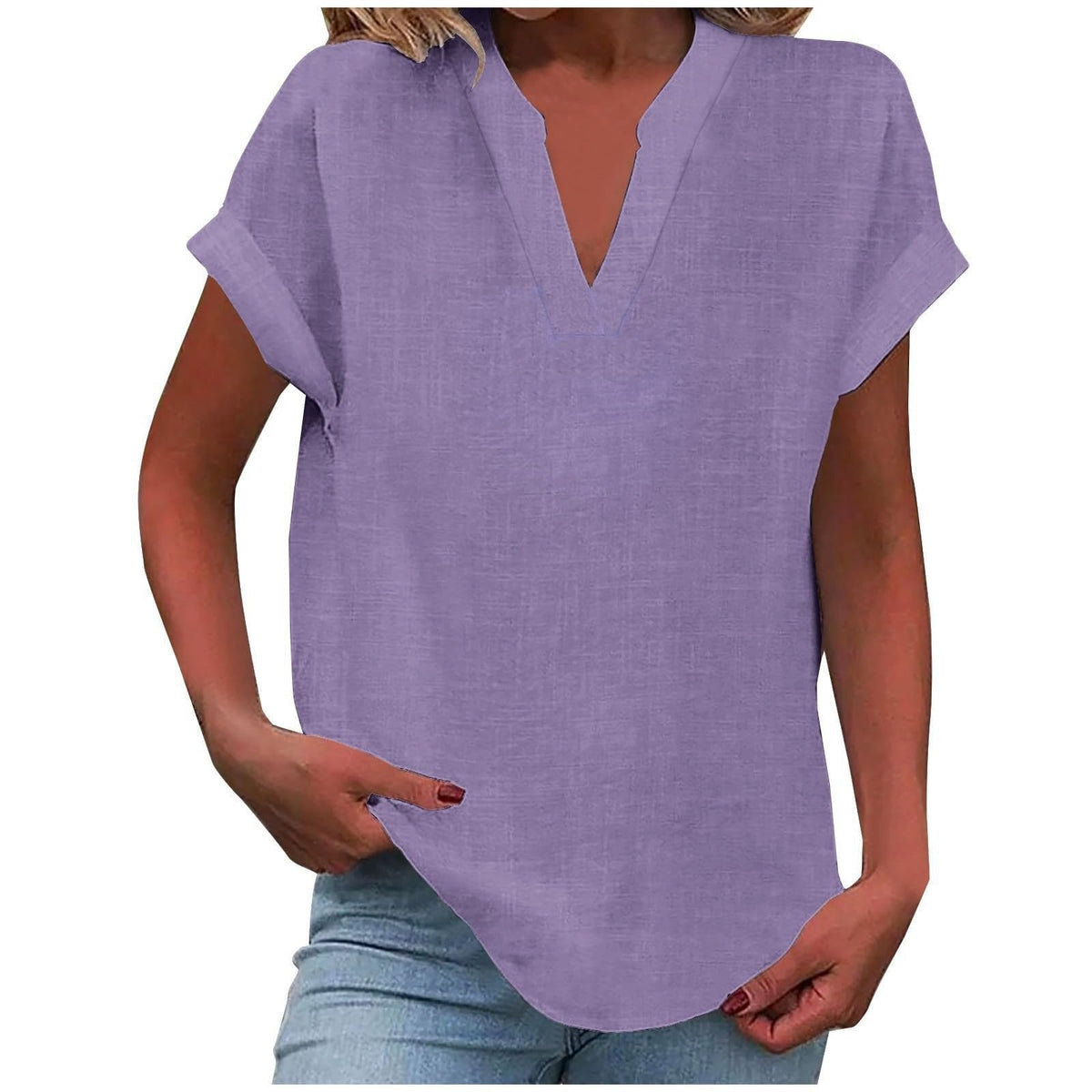 Antoniella | Polished V-Neck Rolled Design Blouse