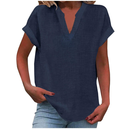 Antoniella | Polished V-Neck Rolled Design Blouse