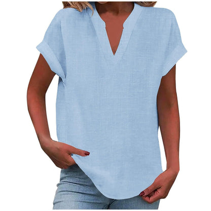 Antoniella | Polished V-Neck Rolled Design Blouse
