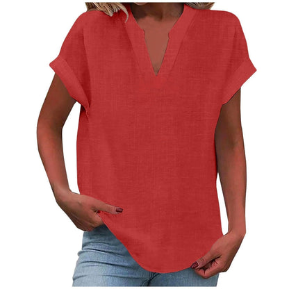 Antoniella | Polished V-Neck Rolled Design Blouse
