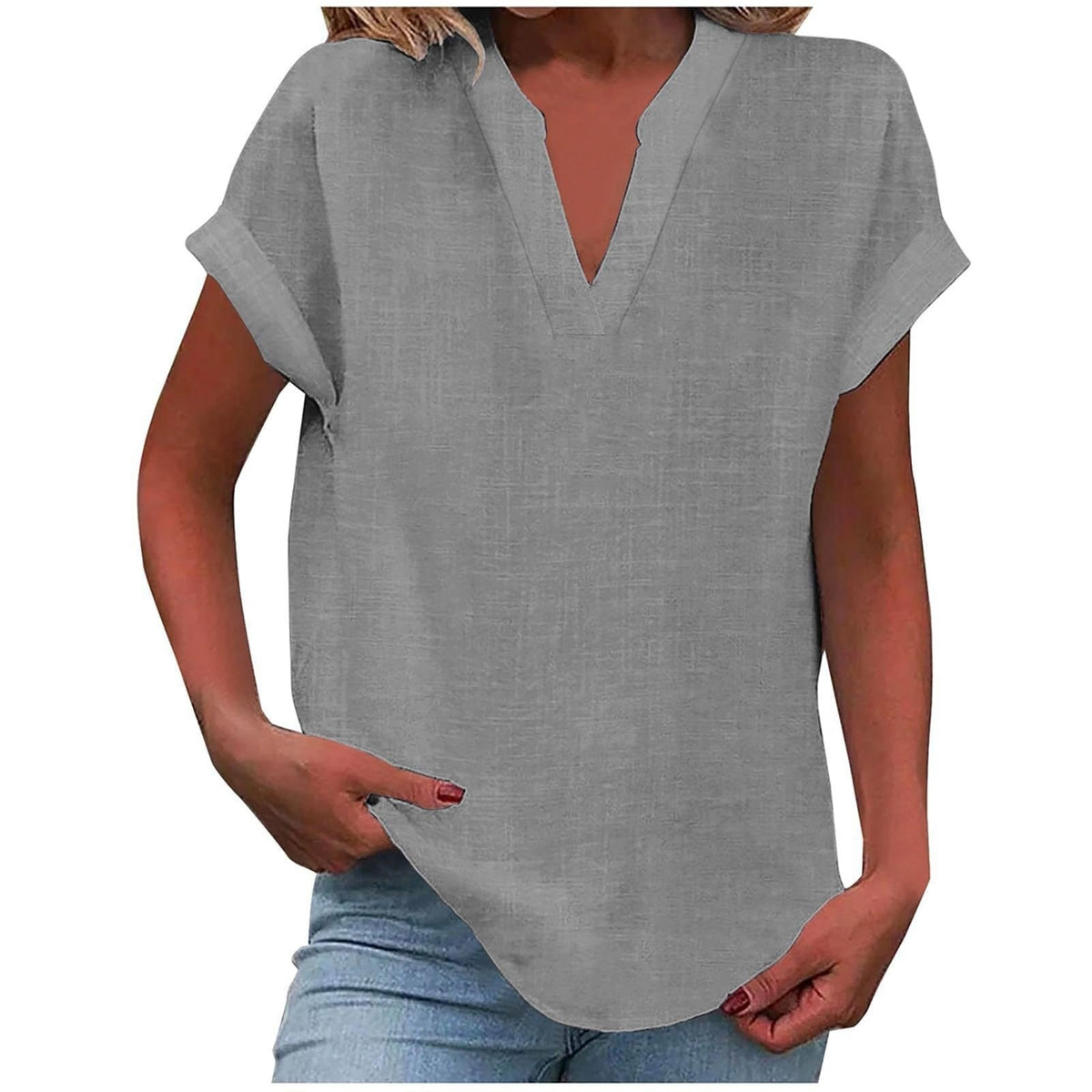 Antoniella | Polished V-Neck Rolled Design Blouse