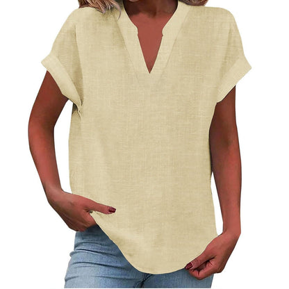 Antoniella | Polished V-Neck Rolled Design Blouse