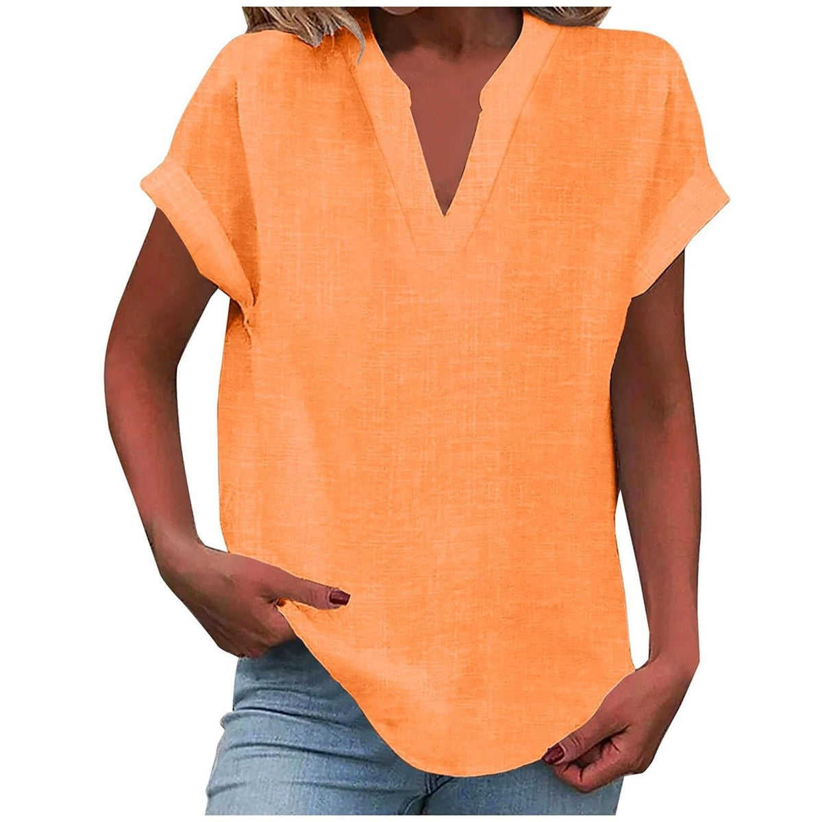 Antoniella | Polished V-Neck Rolled Design Blouse