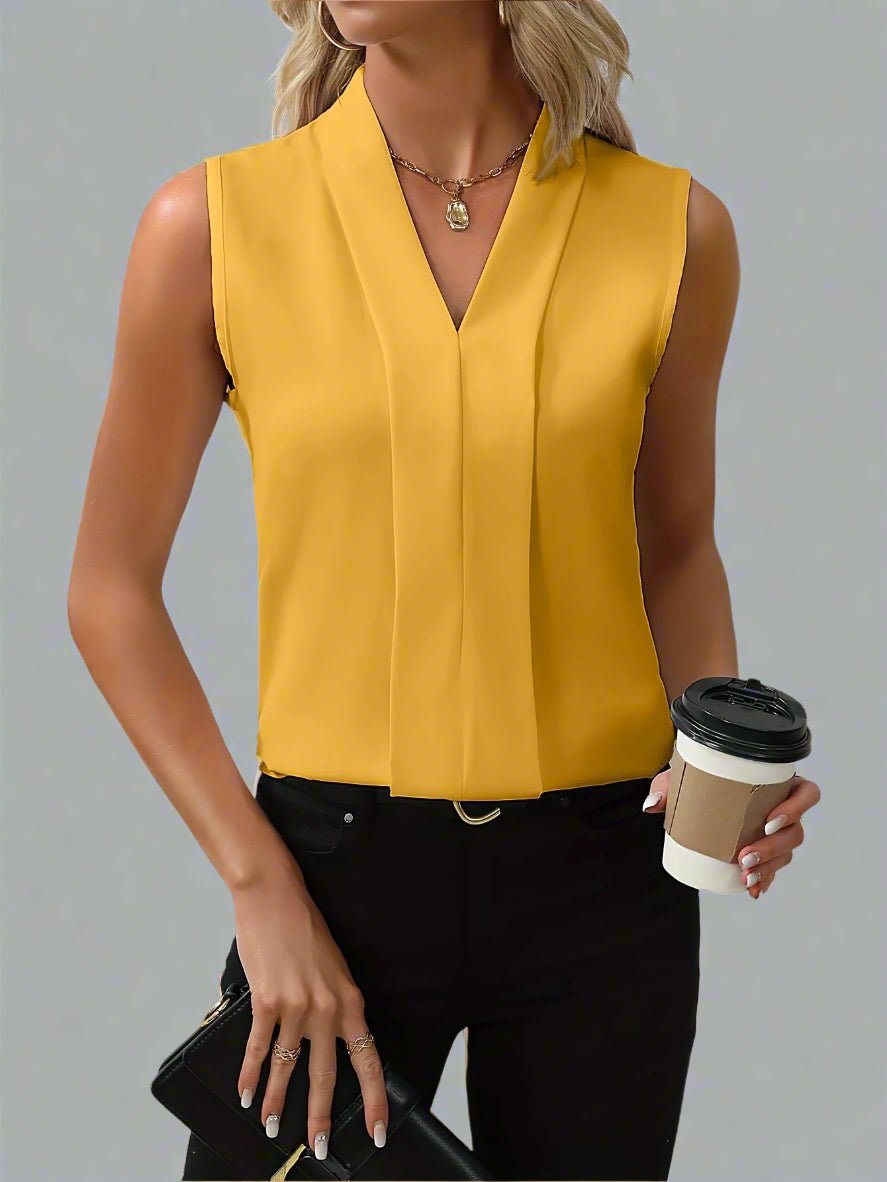 Arema | Feminine Sleeveless V-Neck Cut Blouse