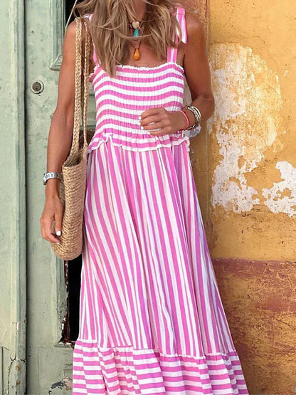 Guerrina | Resort Striped Summer Flair Dress