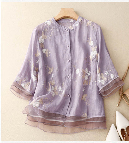 Pierangela | Polished Breathable Floral Fit Blouse
