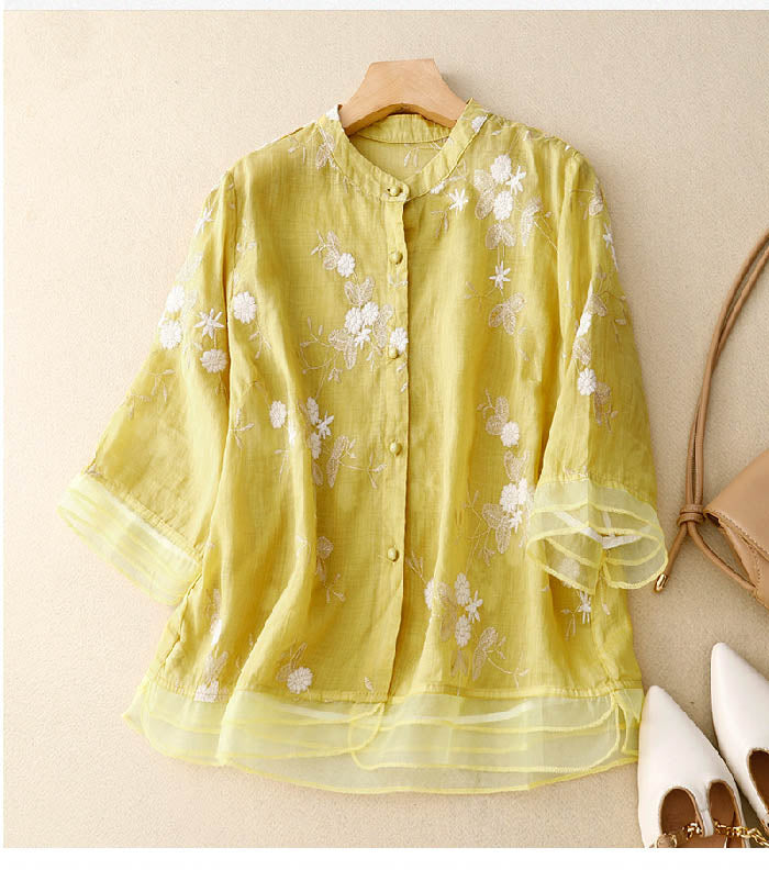Pierangela | Polished Breathable Floral Fit Blouse