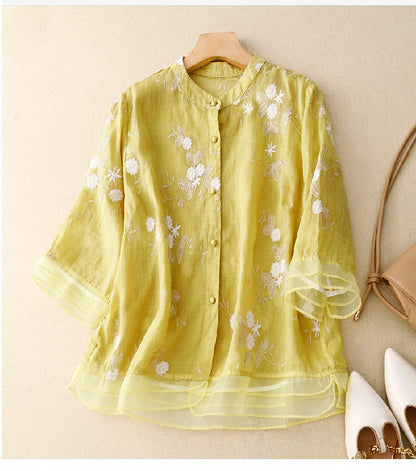 Pierangela | Polished Breathable Floral Fit Blouse